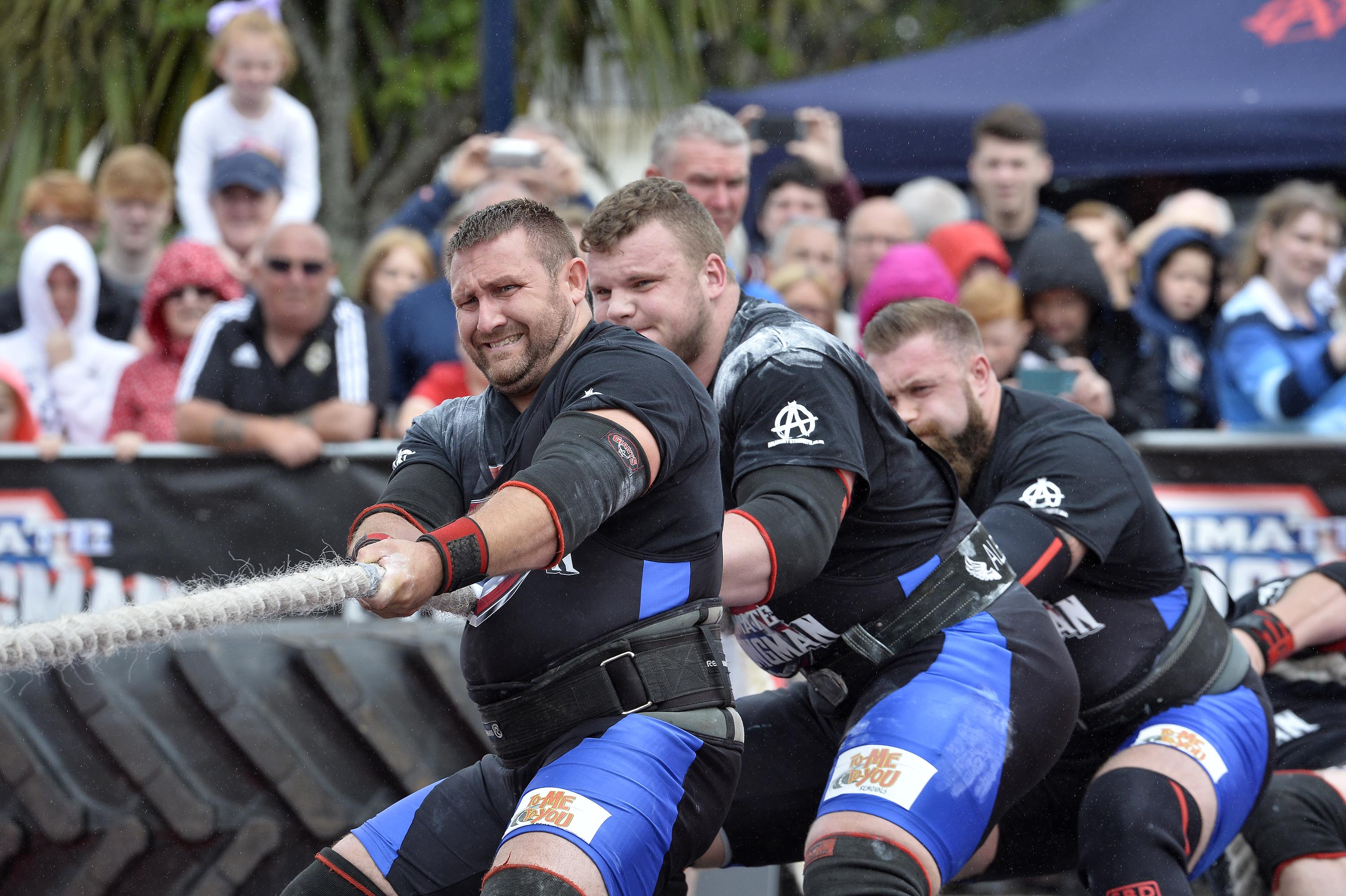Team Scotland in action in the Tug Of War. Ultimate Strongman Battle of Britain.